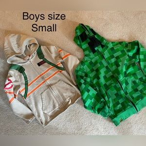 Boys size small GhostBusters (old navy) & Minecraft zipup sweat jackets hoodies